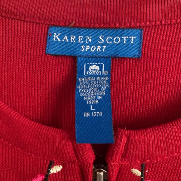 Red Zip-up Embroidered Christmas Cardigan Sweater - Picture 5 of 5